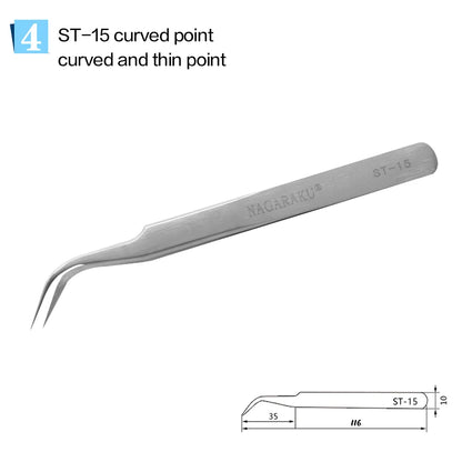 NAGARAKU Eyelash Extension Tweezers Maquiagem Professional Accurate Volume Classical Tweezers Stainless Steel Makeup Tweezers