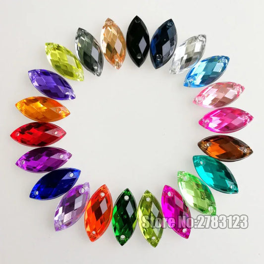 5x10mm/7x15mm/9x20mm Horse eye shape High quality Acryl sew on rhinestones with two holes,diy/clothing accessories