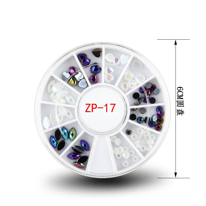 3D Nail Art Charms s/2-4.7mm Rhinestone in Wheel Design Stone Decorations Strass Jewelry DIY Nailart Adhesive Rhinestones Mix