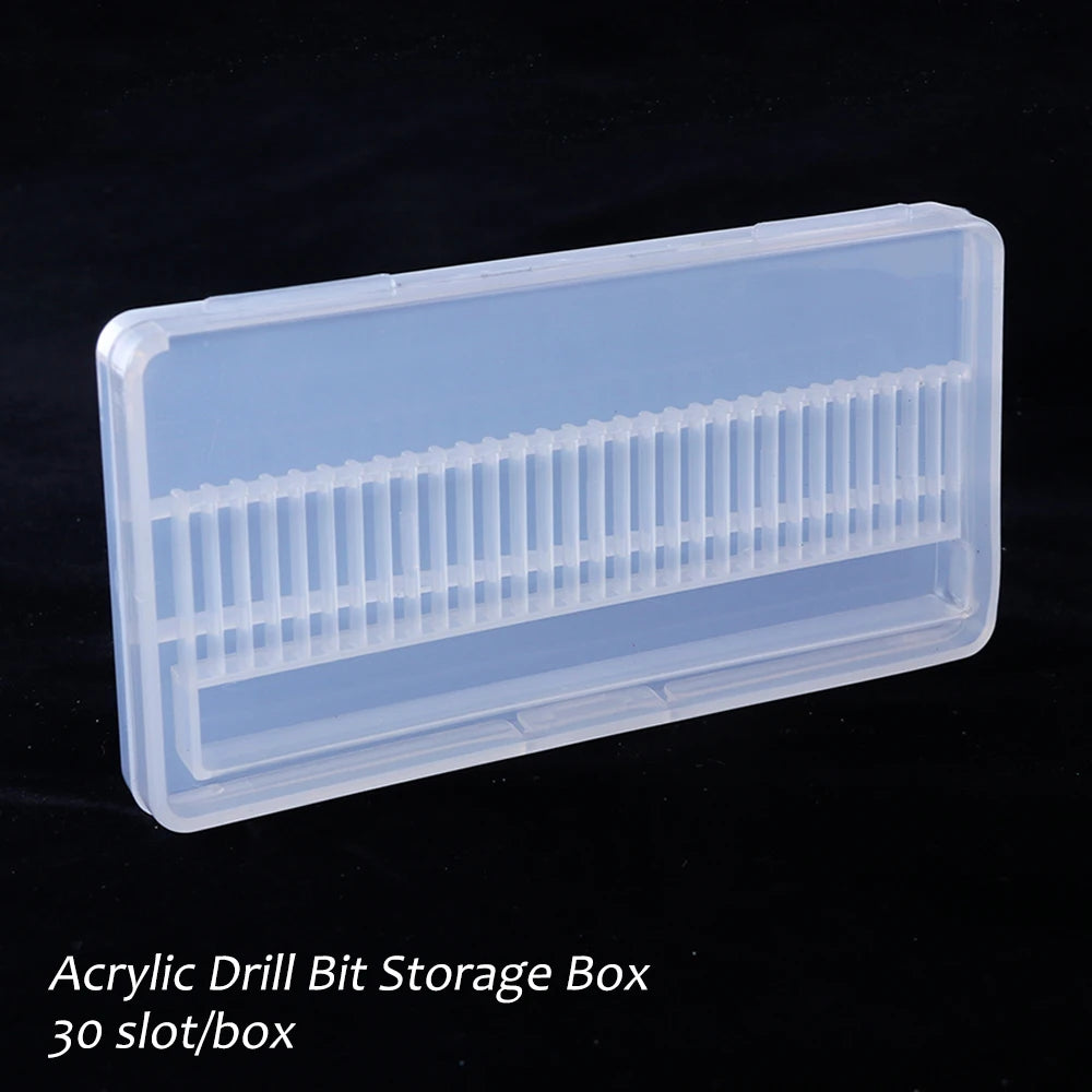 1pcs Plastic Empty Storage Box Nail Drill Bits Brushes Clear Display Box 30 holes Milling Cutter Organizer Accessories Tool LAB5