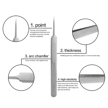 NAGARAKU Eyelash Extension Tweezers Maquiagem Professional Accurate Volume Classical Tweezers Stainless Steel Makeup Tweezers