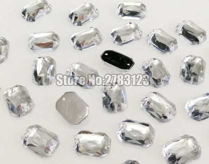 50pcs High quality flatback Acryl sew on rhinestones with two holes,diy/clothing accessories, 8x10mm 10x14mm 13x18mm 18x25mm