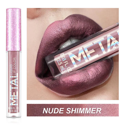 Metallic Glitter Liquid Lipstick Makeup Waterproof Metallic Lip Gloss Long-lasting Shimmer Metal Lip Glaze Tint Charming