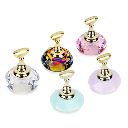 Magnetic Nail Display Stand Holder, 5 Tips Practice Training Tips, Crystal Base Nail Art Display Stand