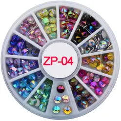 3D Nail Art Charms s/2-4.7mm Rhinestone in Wheel Design Stone Decorations Strass Jewelry DIY Nailart Adhesive Rhinestones Mix