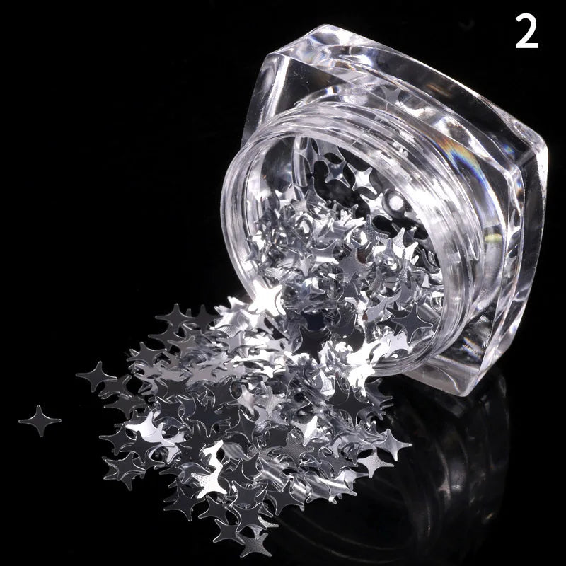 Holographic Star Sequins Nail Art Glitter Flakes Silver Nail Design Parts for DIY Manicure Decoration Accessories