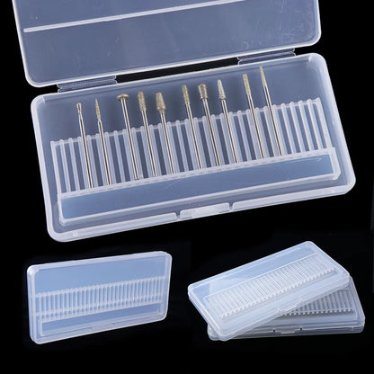 1pcs Plastic Empty Storage Box Nail Drill Bits Brushes Clear Display Box 30 holes Milling Cutter Organizer Accessories Tool LAB5