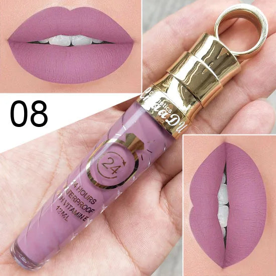 New!!Make Up Lips Matte Liquid Lipstick Waterproof Long Lasting Sexy Pigment Nude Glitter Style Lip Gloss Beauty Red Lip Tint