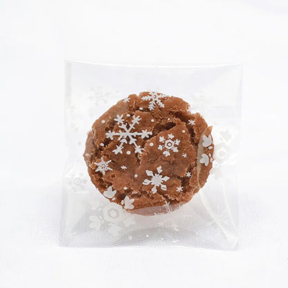 50Pcs Snowflake Christmas Plastic Candy Cookie Biscuits Snack Packaging Bag Adhesive Gift Bags for Home Wedding Birthday Party