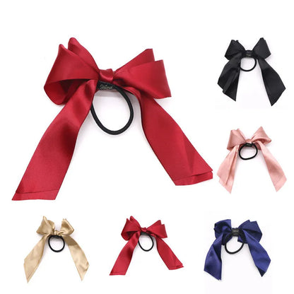 1pcs Women Rubber Bands Tiara Satin Ribbon Bow Hair Braiders Scrunchie Ponytail Holder Gum for Hair Accessories Elastic Braiders