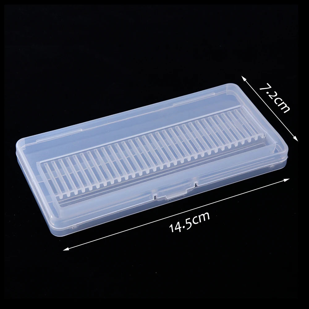 1pcs Plastic Empty Storage Box Nail Drill Bits Brushes Clear Display Box 30 holes Milling Cutter Organizer Accessories Tool LAB5