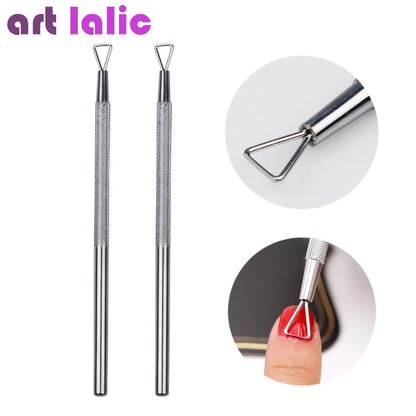 Nail Art Polish UV Gel Remover Stick Rod, Stainless Steel, Triangle, Dead Skin, Cuticle Pusher, Cleaner, Grinding Manicure Tools