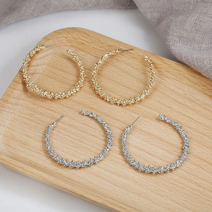 Fashion Hoop Earrings With Rhinestone Big Circle Earrings Simple Earrings Big Circle Gold Color Loop Earrings For Women