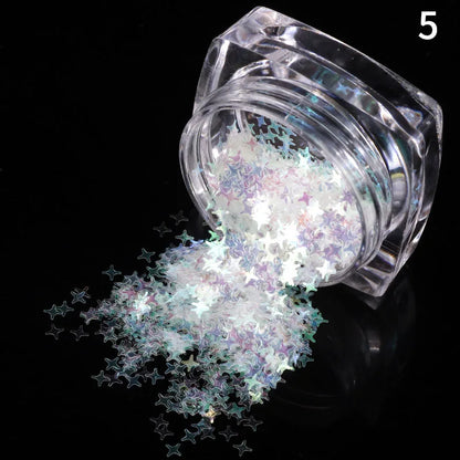 Holographic Star Sequins Nail Art Glitter Flakes Silver Nail Design Parts for DIY Manicure Decoration Accessories