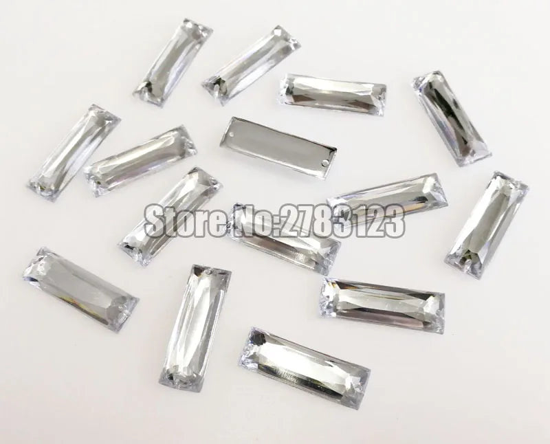 5x10mm 5x15mm 7x21mm 8x24mm Straight strip shape High quality Acryl sew on rhinestones with two holes,diy/clothing accessories