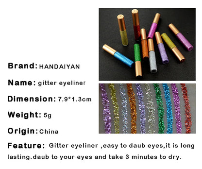 10 Colors White Gold Glitter Eyeshadow For Easy to Wear Waterproof Liquid Sequin Eyeliner pen Beauty Eye Liner Makeup tool