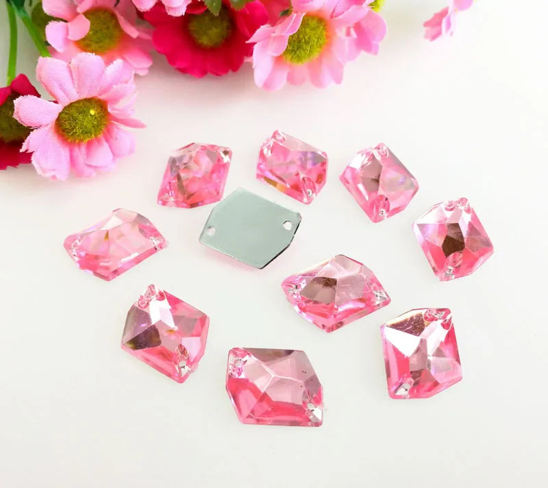 50pcs 14x17mm 17x22mm Ice shape High quality Acryl sew on rhinestones with two holes,diy/clothing accessories