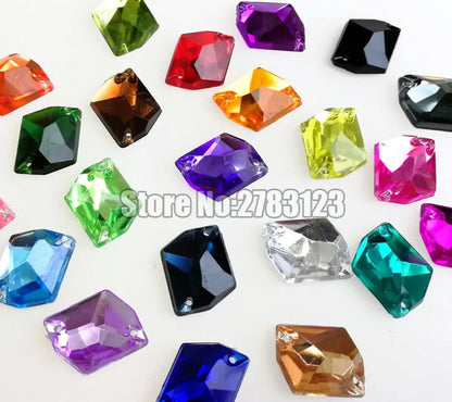 50pcs 14x17mm 17x22mm Ice shape High quality Acryl sew on rhinestones with two holes,diy/clothing accessories