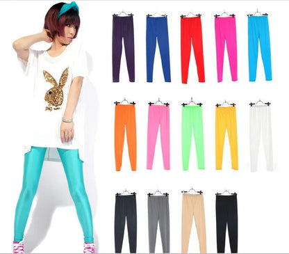 New Spring Autume Solid Candy Neon Leggings for Women High Stretched Female Sexy Legging Pants Girl Clothing Leggins