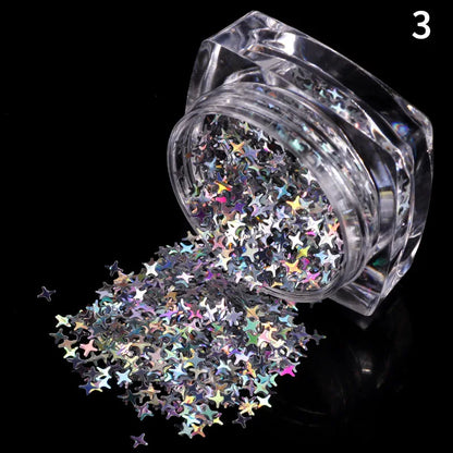 Holographic Star Sequins Nail Art Glitter Flakes Silver Nail Design Parts for DIY Manicure Decoration Accessories