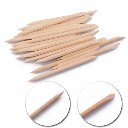 Orange Wood Stick for Nail Art, Cuticle Pusher Remover, Pedicure Tool, Double Ended Weed for Manicure, 20PCs