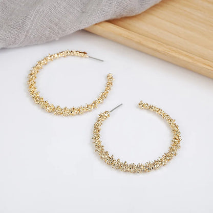 Fashion Hoop Earrings With Rhinestone Big Circle Earrings Simple Earrings Big Circle Gold Color Loop Earrings For Women