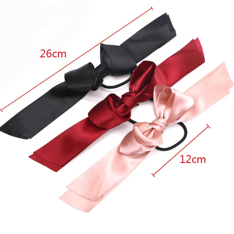 1pcs Women Rubber Bands Tiara Satin Ribbon Bow Hair Braiders Scrunchie Ponytail Holder Gum for Hair Accessories Elastic Braiders