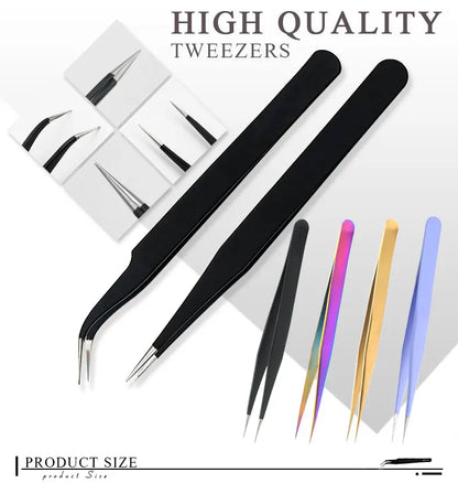 Qiao Excellent Quality Tweezers Bend+Straight New Stainless Steel Industrial Anti-static Cross Tweezers Sewing Accessories Tools