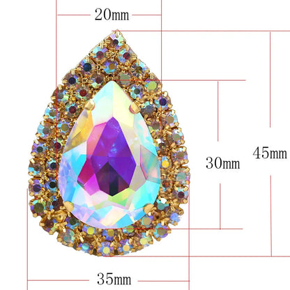 Super Bright 20X30mm AB color DR shape Silver base sew on rhinestones Double row Glass Crystal Buckle DIY clothing accessories