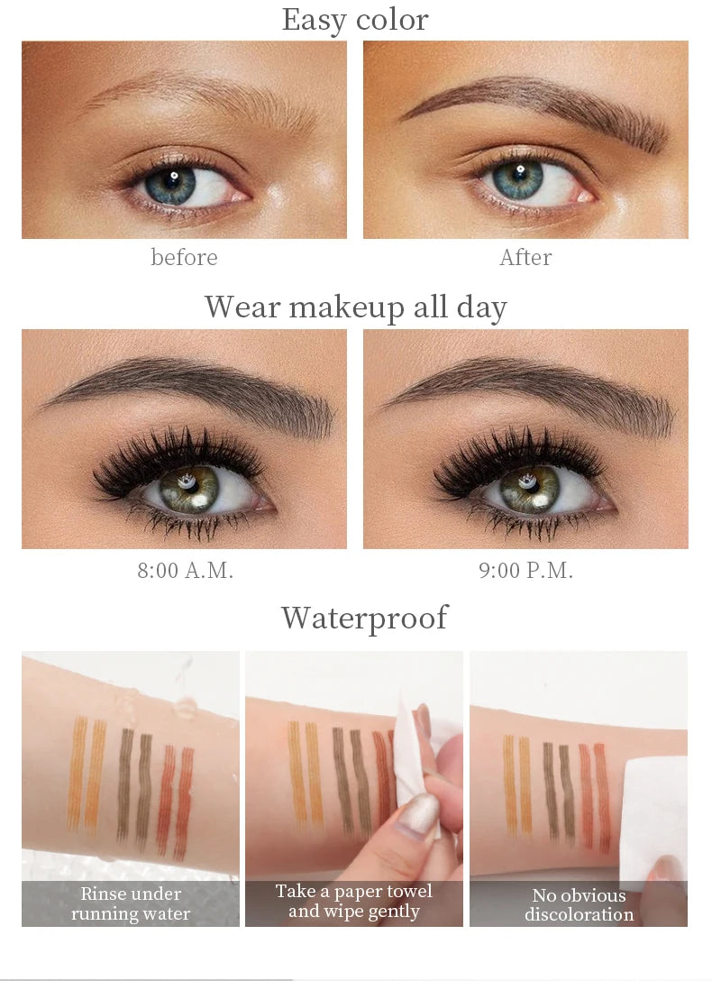 QIC Four-Jaw Ultra-Fine Liquid Eyebrow Tattoo Pencil Waterproof And Sweat-Proof Dark Brown Liquid Brow Pen Makeup Cosmetics