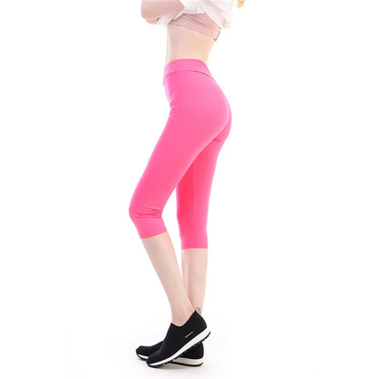 Breathable Push Up Leggins Women Calf Pants Capris Summer Sports Anti-Vibration Slim Workout Running Fitness Leggings Leggings