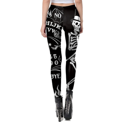 VIP FASHION Woman Gothic Leggings Sexy Steampunk Print Trousers Elastic Vintage Skinny Pencil Pants Ankle Length Cosplay Bottom