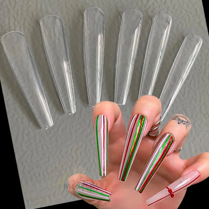 3XL Coffin Extra Long Full Cover False Nail Tips Artificial Acrylic False Nail Tips Clear Press On Manicure Tool