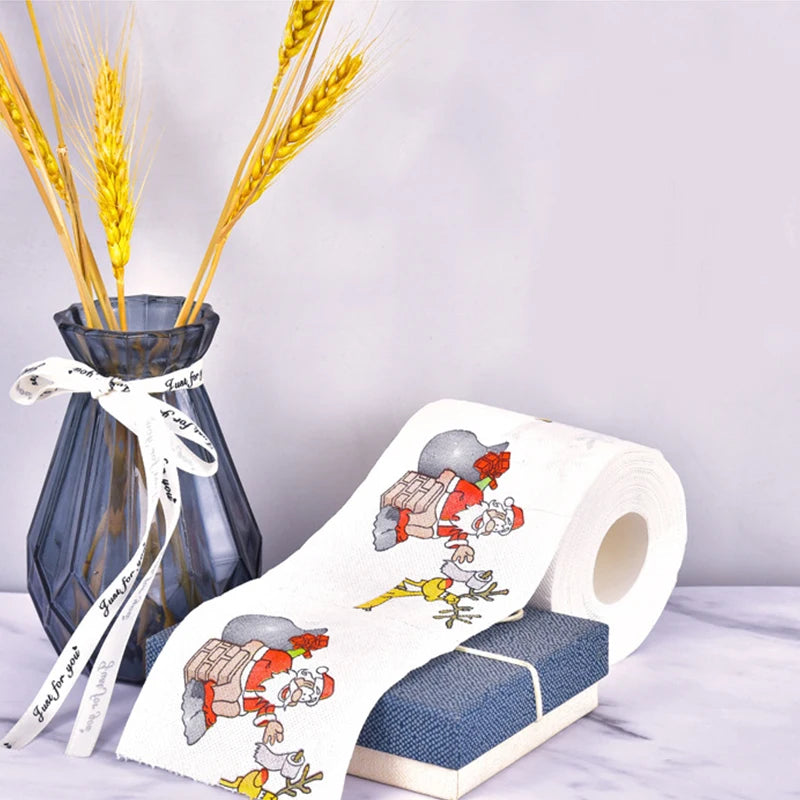 Santa Claus Bath Toilet Roll Paper, Christmas Supplies, Xmas Decor, Multicolor Tissue, New Year