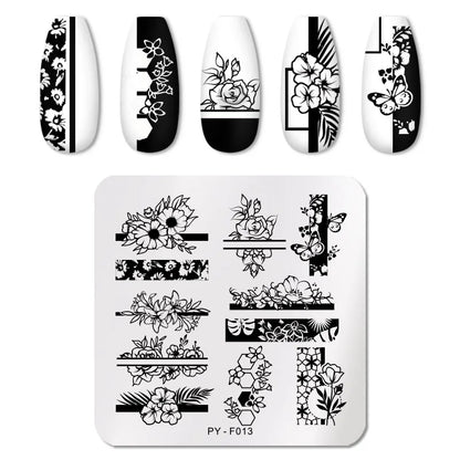 PICT YOU Nail Stamping Plates Lace Flower Leaf Butterfly Stamp Templates DIY Nail Designs DIY Nail Art Plate Printing Tools