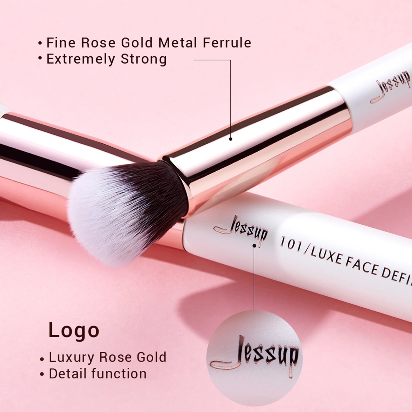 Jessup Professional Makeup Brushes Set 15pcs Make up Brush Natural-synthetic Foundation Powder Detail Eye Brush Pearl White T222