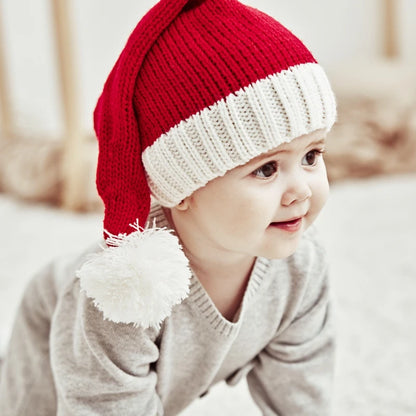 2024 Knitted Christmas Hat Cute Pompom Adult Child Soft Beanie Santa Cap New Year Party Kids Gift Navidad Natal Noel Decoration