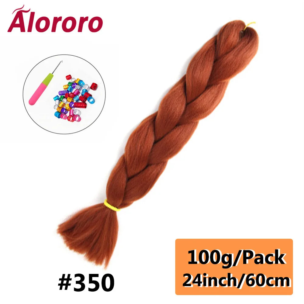 24 Inches Jumbo Braiding Hair Synthetic Hair Extensions Afro Ombre Crochet Braid Hair Wholesale For Women Alororo