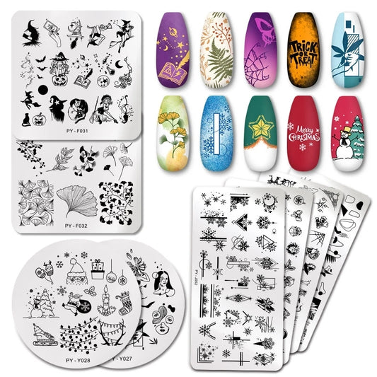 PICT YOU Christmas Nail Stamping Plates Snowflake Festival Pattern Nail Art Image Plates Stainless Steel Nail Art Plate Stencil