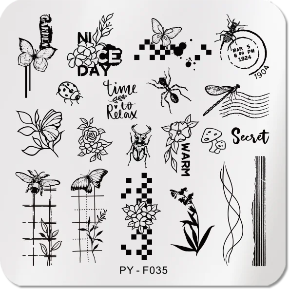 PICT YOU Nail Stamping Plates Insects Plant Pattern Nail Art Plate Stencil Line Pictures Christmas Theme Image Plates Mold