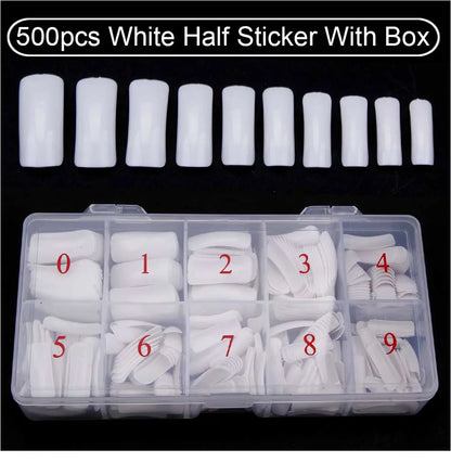 Nail Capsules 500pcs/Box Artificial Nail Tips Full Cover Nails Tips Acrylic Transparent Nail Capsules French Manicure False Nail