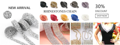 Rhinestones Tape Trim Hot Fix Strass Crystal Sewing Ribbon Appliques DIY Rhinestone For Decorations Trim Garment Accessories