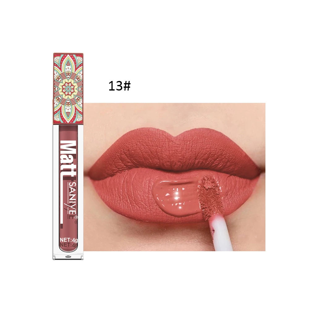 Waterproof Matte Nude Lipstick Brown Nude Pigment Dark Red Long Lasting Velvet Lip Gloss Balm Women Makeup Lipgloss Maquiagem