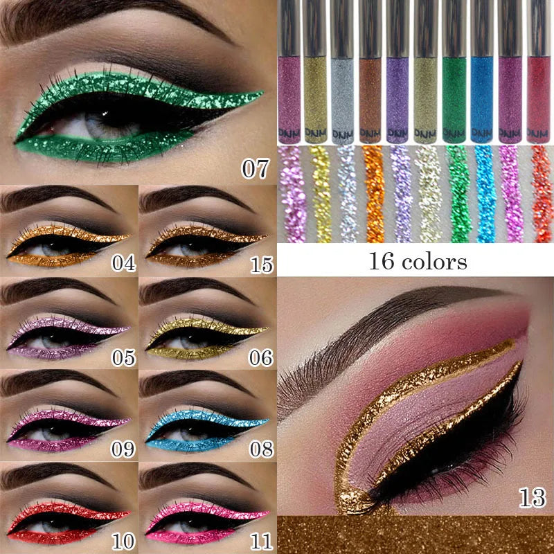 Hot! 16 Colors Liquid Eyeliner Golden Red Blue Eyeliner Shiny Eyes Flash Waterproof Long-lasting Durable Makeup Eyeliner Pencil