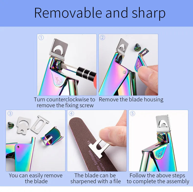 Stainless Steel UV Gel False Nail Tips Trimmer Clipper Edge Cutter Nail Art Manicure U Word Rainbow Gold Silver Tools