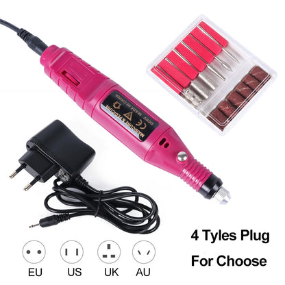 Electric Nail Drill Machine Manicure Set Sander Milling Cutters Professional Nail File Kit Gel Polish Remover Tool LAHBS-011P-1