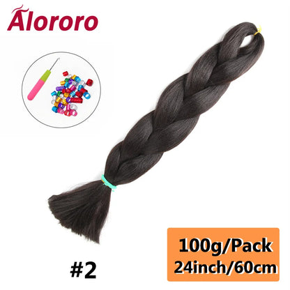 24 Inches Jumbo Braiding Hair Synthetic Hair Extensions Afro Ombre Crochet Braid Hair Wholesale For Women Alororo