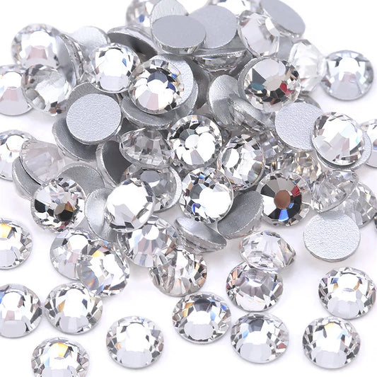 Top quality SS3-SS50 Clear Crystal White 3D Nail Art Decoration rhinestones Silver Flatback Rhinestones Glitter Gems