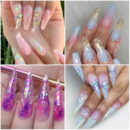 Irregular Glass Paper Nails Glitter Nail Flakes Slices Sparkly Sequins Paillette Tips 3D Nail Art Decoration DIY Manicure