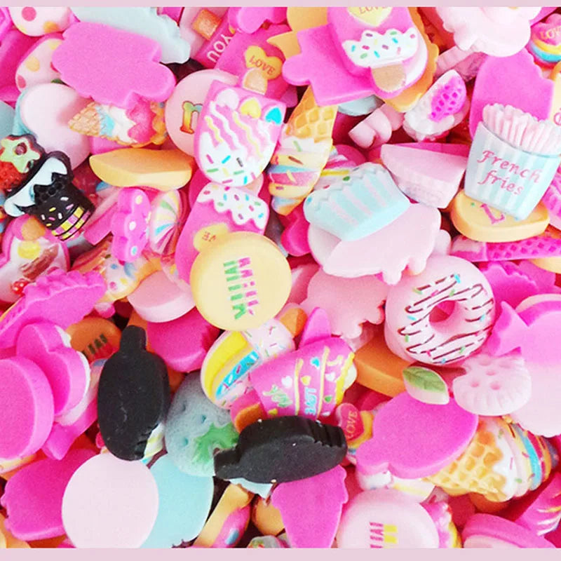 50Pcs/Lot Kawaii Nail Art Charms Flower/Gummy Bear/ kawaii random Charm Cabochon for nail decoration Kawaii cute 50 pc lot bulk